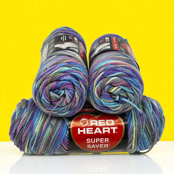 3 Red Heart Super Saver Multi-Color Acrylic Worsted Yarn #0310 Monet (5oz each) - Picture 2 of 7